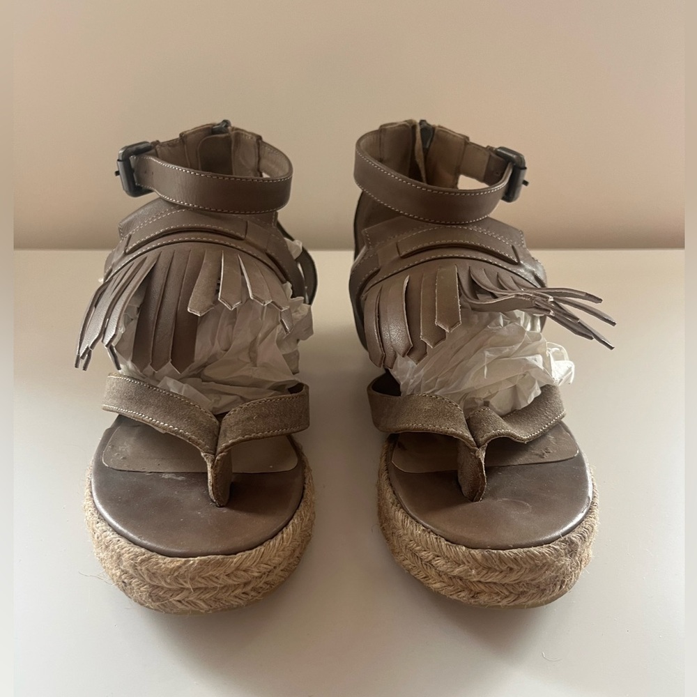 Neil Barrett suede & leather sandal with espadrille bottom - size 38